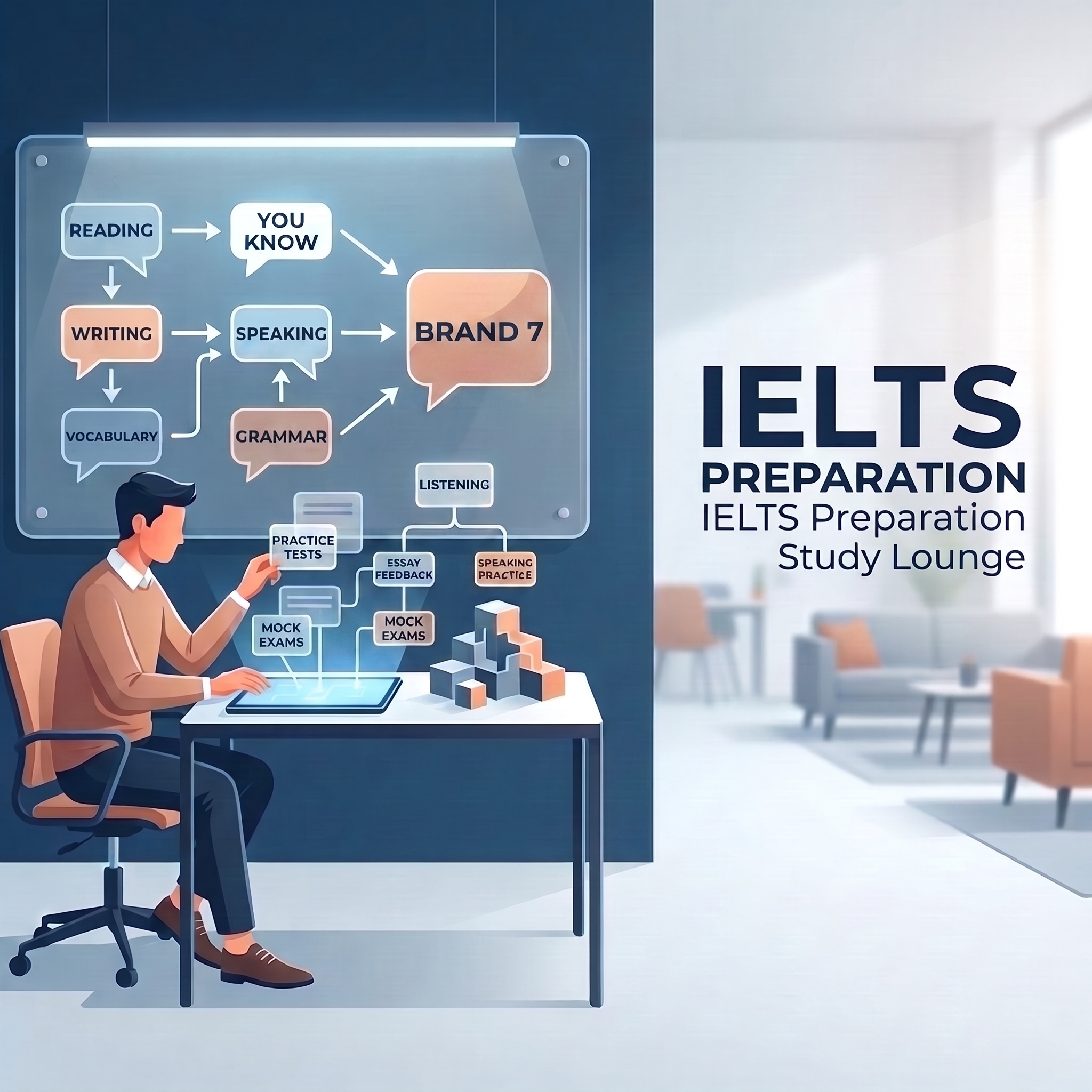 Student developing structured answers for IELTS Speaking